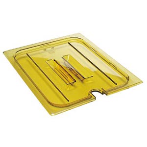 FOOD PAN COVER, 1/2 SIZE, HIGH HEAT, NOTCHED, AMBER