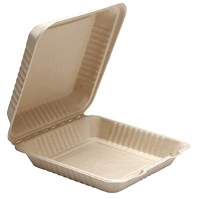 TAKE-OUT CONT, WHEAT ECO, 6X6, HINGED, 400/CS