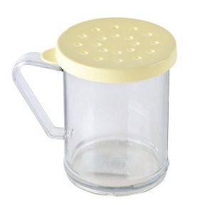 DREDGE/SHAKER, 10 OZ. FOR CHEESE, YELLOW LID