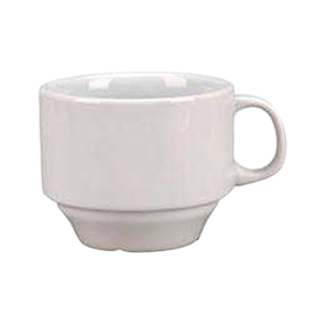 Cup, 8 oz., 3-3/8&#39;&#39;, with handle, stackable, rolled
